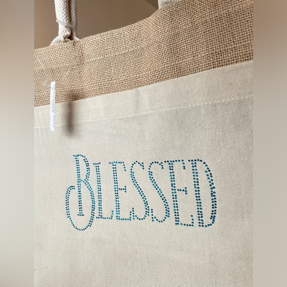 PawBLVD Handbags - BLESSED Tote Bag - Blue Rhinestones